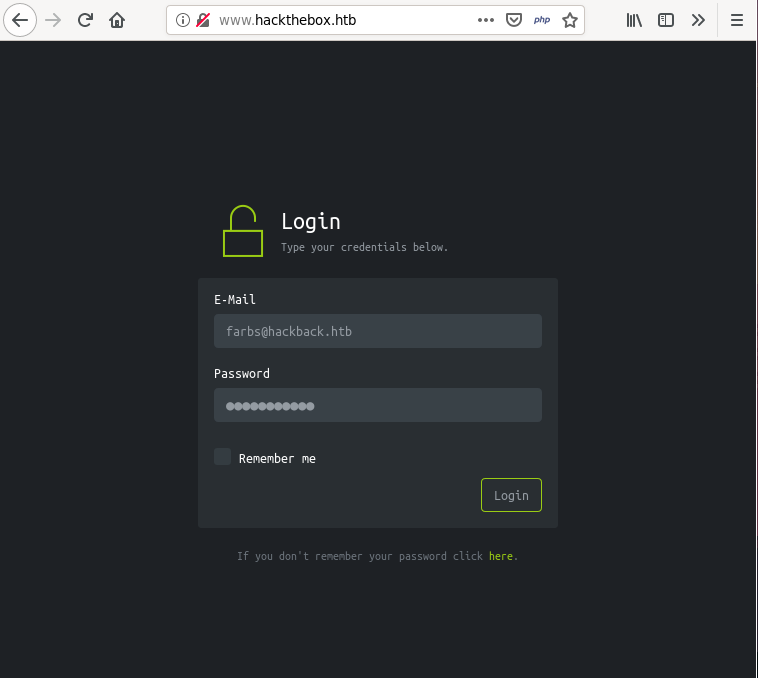 Hackback - Hack The Box Login